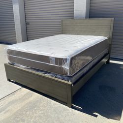 Queen bed frame with mattress