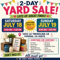 Yard Sale Corona 7/18 &719