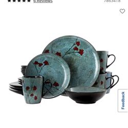 Elama Floral Accents 16 Piece Dinnerware Set