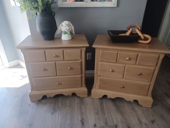 ligth wood oversized nightstands set