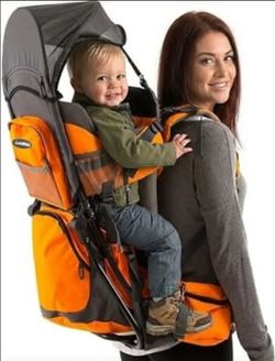 Hiking Child Carrier Backpack Heavy Duty Luvdbaby Orange 40 lb Max NEW