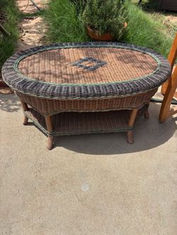 Oval Wicker Coffee Table