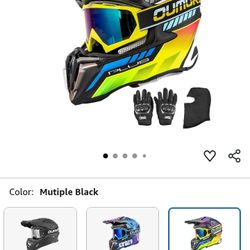 3174 3890 Adult ATV Dirt Bike Helmet with Goggles Gloves & Mask Quick Release Buckle Adjustable Sun Visor Motorcycle Adult Helmet Off-Road Motocross D