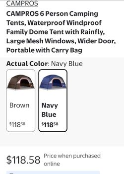 CAMPROS CP-1107N 6-Person Family Cabin Dome Tent, which measures 11 ft x 7 ft x 72 in