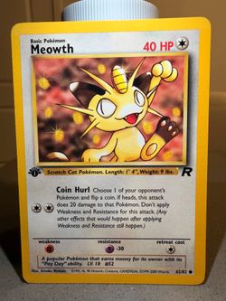 Meowth 1st Edition Team Rocket NM 62/82 Pokemon TCG