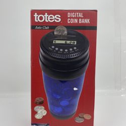 NIB Totes Digital Cup Style Coin Bank Great for the Car! Piggy Bank