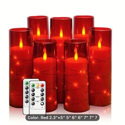 Flameless Led Candles - Set Of 7 (red)