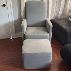 Modern Gray Glider Chair with Ottoman (Nursery / Living Room)