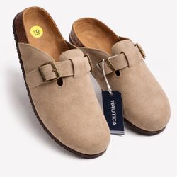 Nautica Women's Beige Suede Comfort Buckle Clog Shoes Size 9