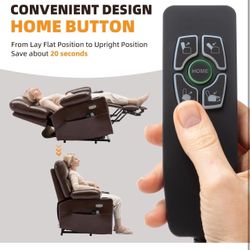 Large Lay Flat Power Lift Recliner Chair, One Touch Reset Power Recliner with Heat and Massage, Dual Motor Infinite Position with Extended Footrest, C