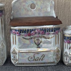 Salt Box Canister with a Wooden Lid