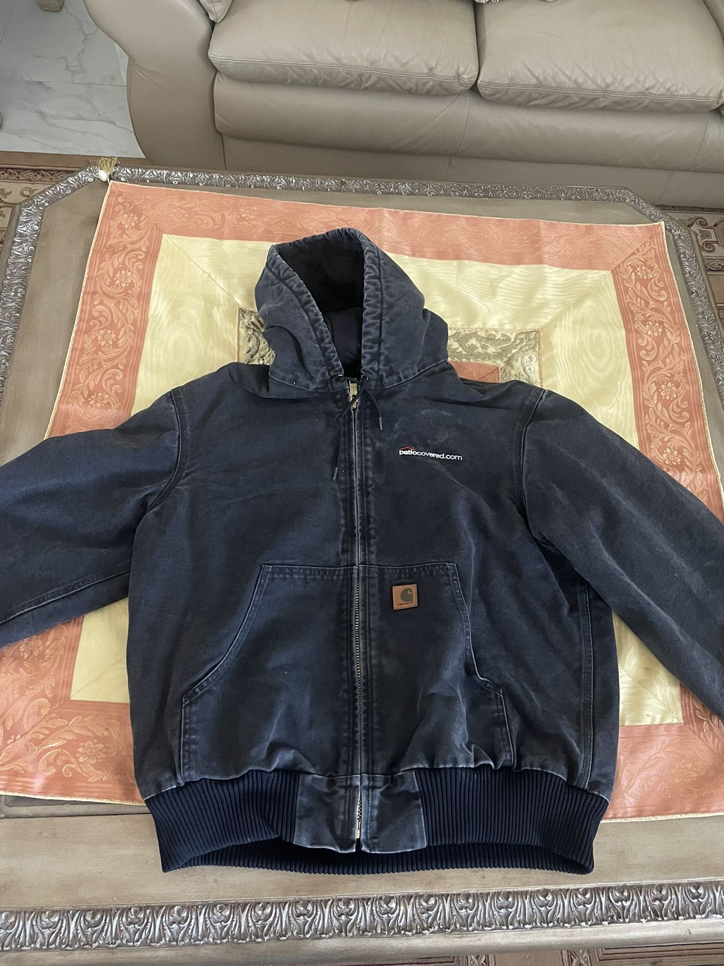 Carhartt J130 Black Hooded Canvas jacket Large
