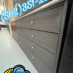 Grey Eight Drawer With Diamond Knobs Chest Dresser 