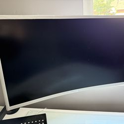 Samsung 27” Curved Monitor + Adjustable Desk Laptop Stand
