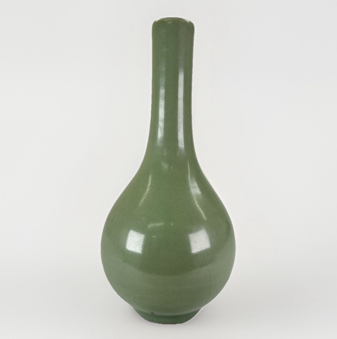 Antique Chinese 19-20th Century Longquan Celadon Porcelain Bottle Vase