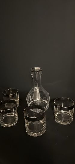 Silver rim Carafe & glasses