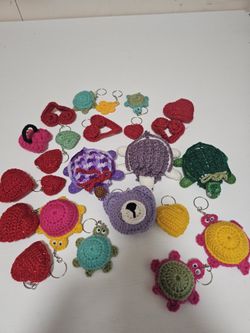 Gurumi Keychain Hand Made 6 each 