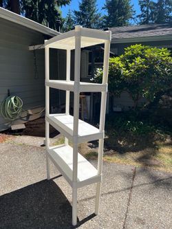 Two White 4-Tier Plastic Shelving Units
