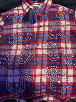Watson Rhinestone Plaid Flannel Button-Up Shirt