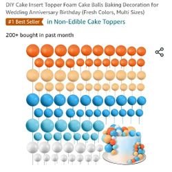 Tondiamo 108 Pcs Balls Cake Topper Balloons Cupcake Topper DIY Cake Insert Topper Foam Cake Balls Baking Decoration for Wedding Anniversary Birthday (
