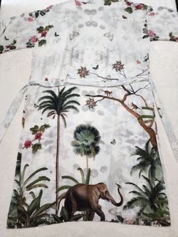 La Ligne 29 French Designer Safari / Botanical Print Kimono Robe
