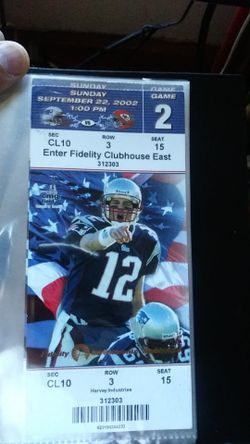 2 2002 brady tickets unused club house seats.