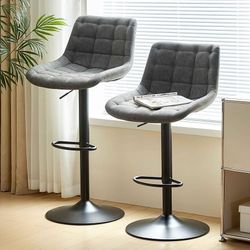 360° Swivel Counter Bar Stools Set of 2 Height Adjustable Barstools Kitchen Island Barstools with Back and Footrest for Bar,Cafe,Kitchen,Dinning Room,