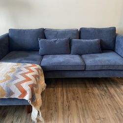 Blue Upholstered Sectional Couch