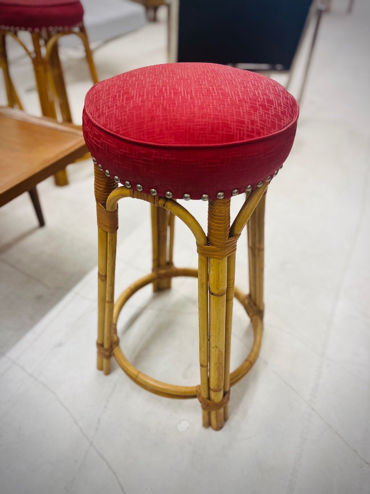 Rattan Tiki Bar Stools (3) from Heywood Wakefield