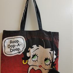 Betty boop canvas tote bag wth coin pouch