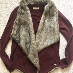 Hollister faux fur shawl cardigan