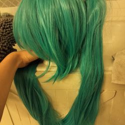 Blue Ponytail Wig 