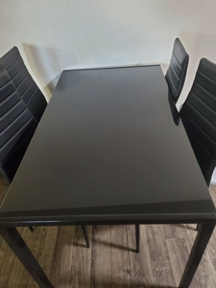Black Glass Dining Table Set
