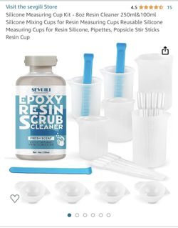 Silicone Measuring Cup Kit - 8oz Resin Cleaner 250ml& 100ml Silicone Mixing Cups for Resin Measuring Cups