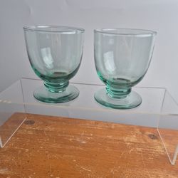 Vintage Hand Blown Green Glasses 