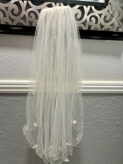 White Floral Sequin Bridal Veil