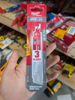 Milwaukee 6 in. 10 TPI The TORCH with Carbide Teeth Metal Cutting SAWZALL Reciprocating Saw Blade (3-Pack) – New