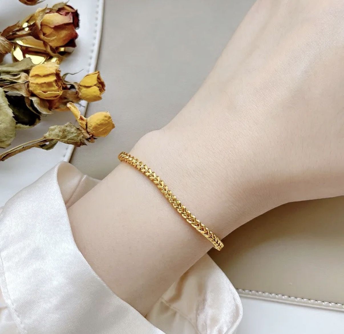 Simple Style Grain Titanium Steel Plating 18K Gold Plated Bracelet