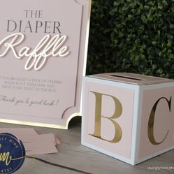 Diaper Raffle Sign & Box For Baby Shower 