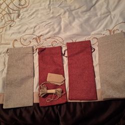 4 wine gift bags with gift tags