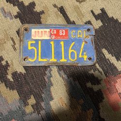 Vintage motorcycle license plate