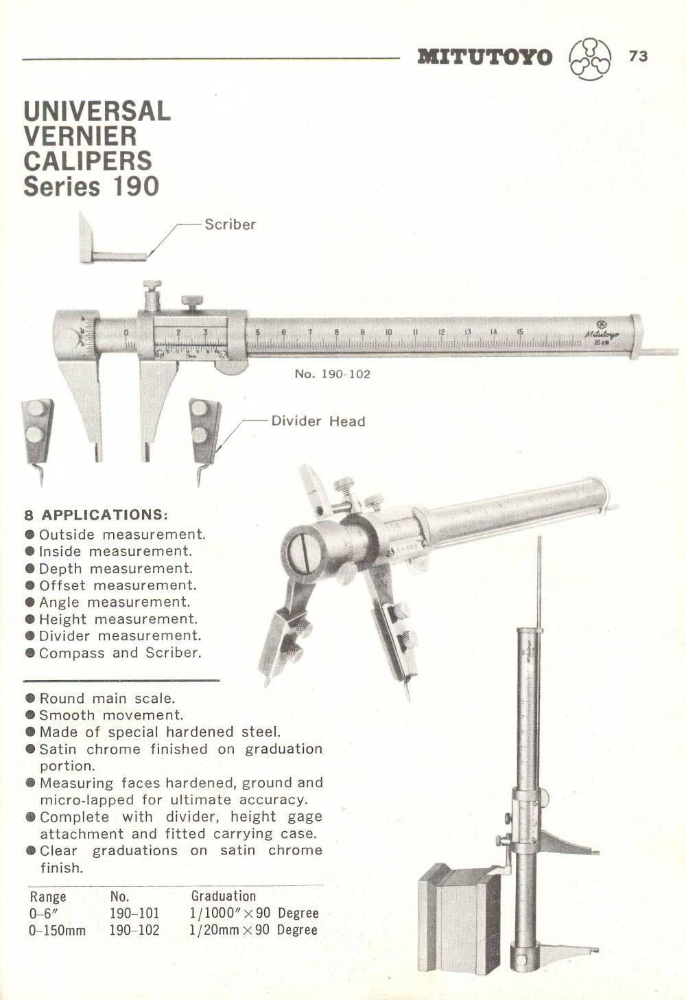 Mitutoyo no.190-101 Vernier Calipers