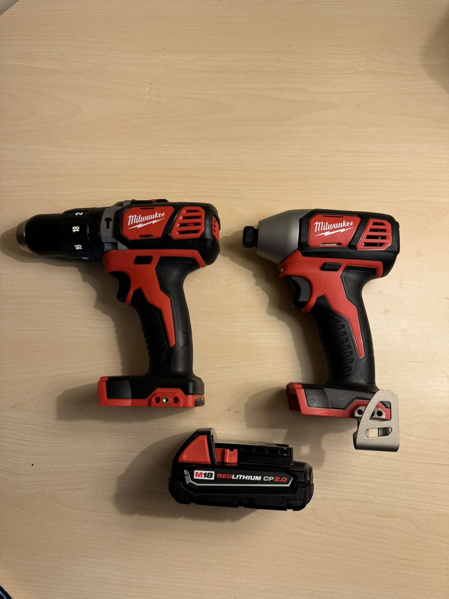Milwaukee M18 Impact and M18 Hammer with One 3 Hr Battery and one Tool Bag