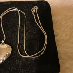 Silver Necklace With Heart Locket Pendant 