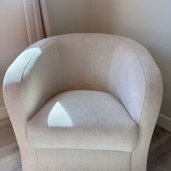 Ivory Chenille Swivel Chair 