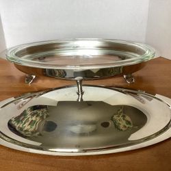 Vintage Pyrex 3 Quart Baking Dish #1233 With Stand And Lid