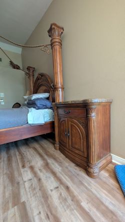 Solid Wood Nightstands with Marble Tops
