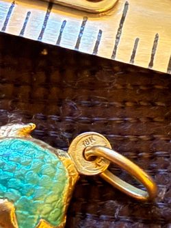 Real 18 K yellow gold little fat fish 🐟 pendent charm