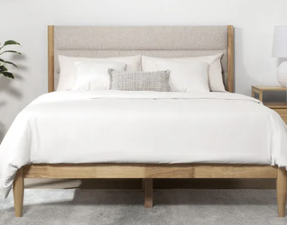 Full Size Upholstered Bed Frame with Headboard + Mattress
