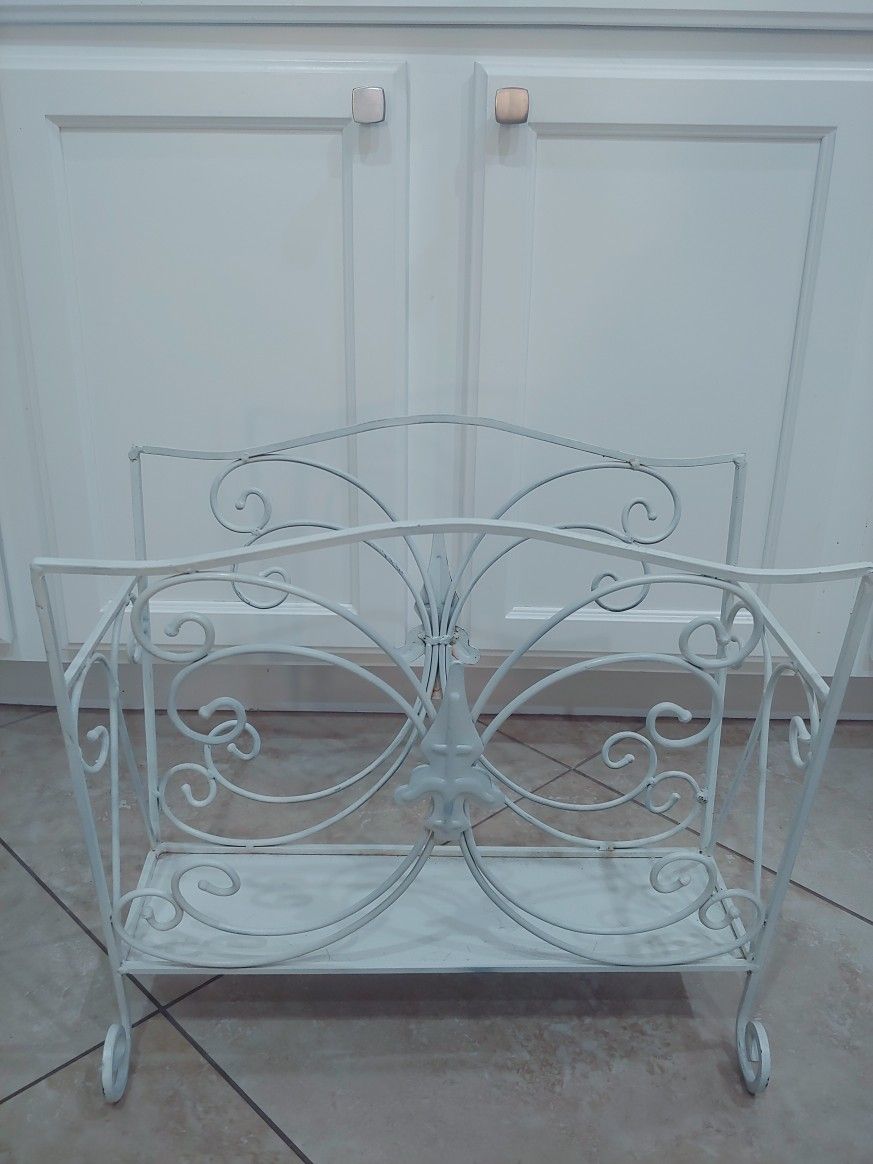 Heavy Wrought Iron Magazine Rack